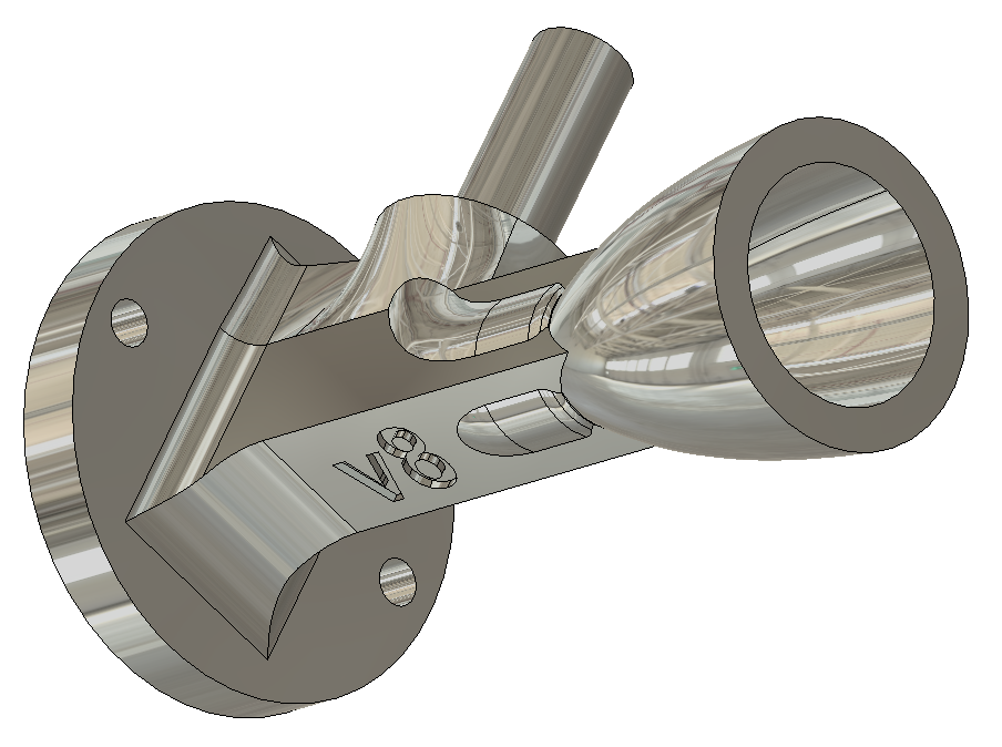 Updated design for jet nozzles (v8).&nbsp;Optimized for high altitude and lookin' like a BOSS.&nbsp;Being 3D printed right now.